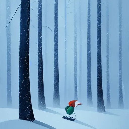 Image similar to Goro Fujita ilustration a forest full of trees with very tall pines in the winter season with snow, painting by Goro Fujita, sharp focus, highly detailed, ArtStation