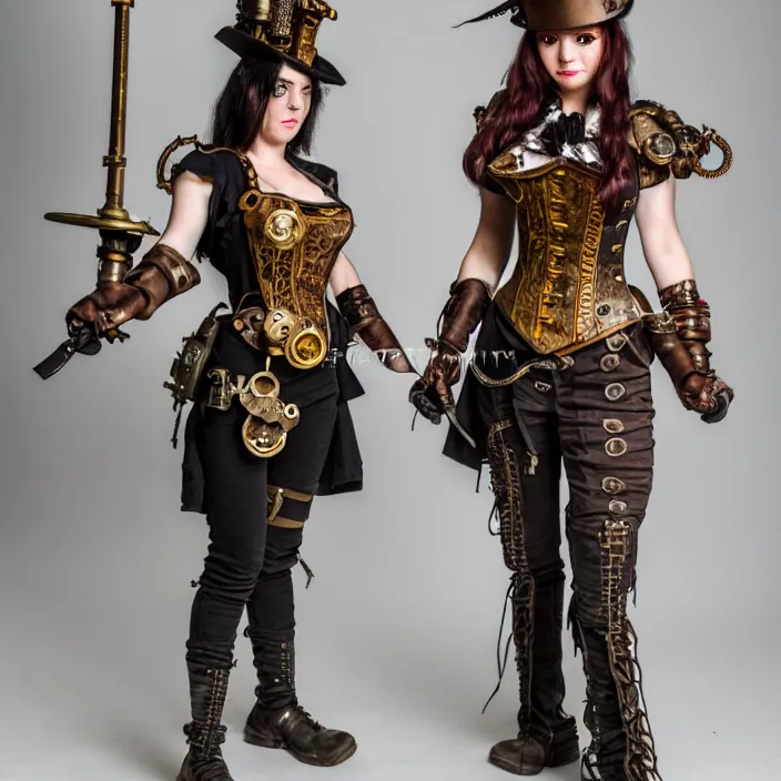 Image similar to full length photograph of a beautiful steampunk warrior. extremely detailed. dslr. 5 0 mm.