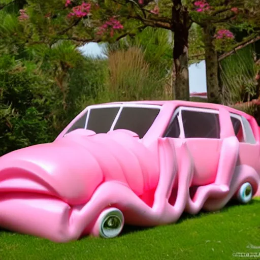 Image similar to car made of flamingo