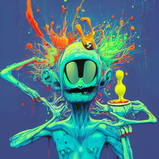 Prompt: high guy by Alex Pardee and Nekro and Petros Afshar, unstirred paint, vivid color, cgsociety 4K