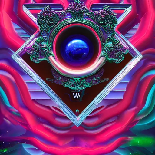 Image similar to a and w vaporwave logo, digital art, cosmic, 3 d high definition, trending on art station, photorealistic, high resolution, 8 k, octane, hyper detailed, insane details, intricate, elite, ornate, elegant trend, highly detailed and intricate, sharp focus, photography, unreal engine