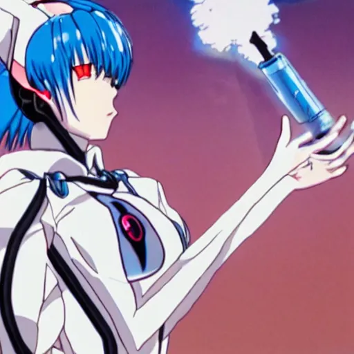 Prompt: Rei ayanami exploding