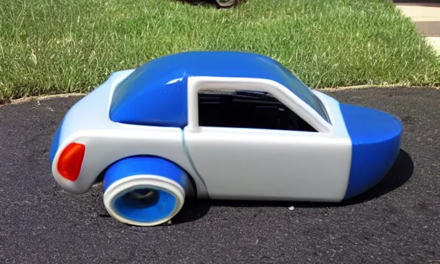 Prompt: child amateur beginner's project diy car proud