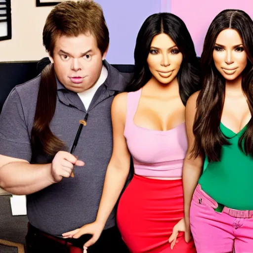 Image similar to Icarly with kim kardashian as Carly, 8k full HD photo, cinematic lighting, anatomically correct, oscar award winning, action filled, correct eye placement,