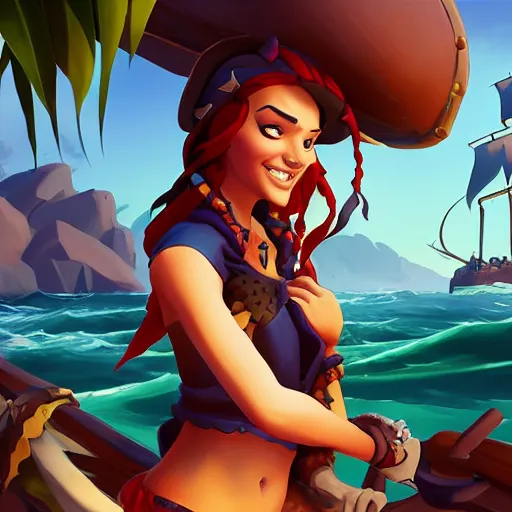 Image similar to jack the pirate mermaid on sea of thieves game avatar hero, behance hd by jesper ejsing, by rhads, makoto shinkai and lois van baarle, ilya kuvshinov, rossdraws global illumination