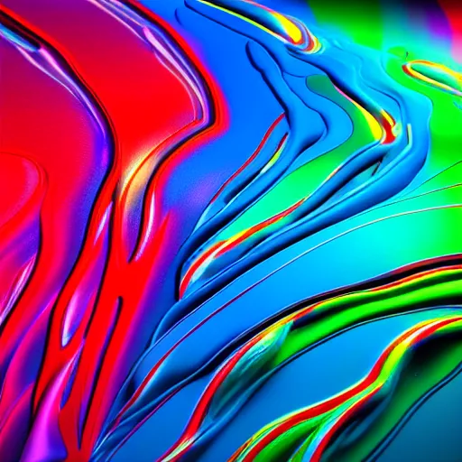 Prompt: : colorful abstract fluid sculpture art on the wall in modern architecture studio, cinematic lighting, hyper - realistic, detailed, render by c 4 d octane, unreal engine, 8 k 3 d render