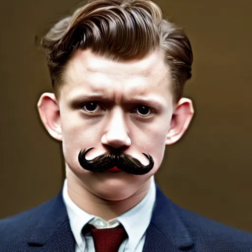 Image similar to tom holland as adolf hitler with Hitler mustache