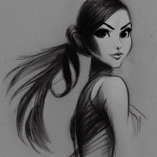 Image similar to milt kahl sketch of victoria justice with tendrils hair style as princess padme from star wars episode 3