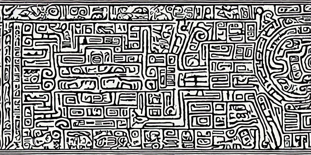 Image similar to mayan hieroglyph blueprints to a spaceship