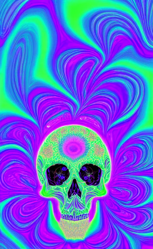 Image similar to skull made of Fractal flame, psychedelic