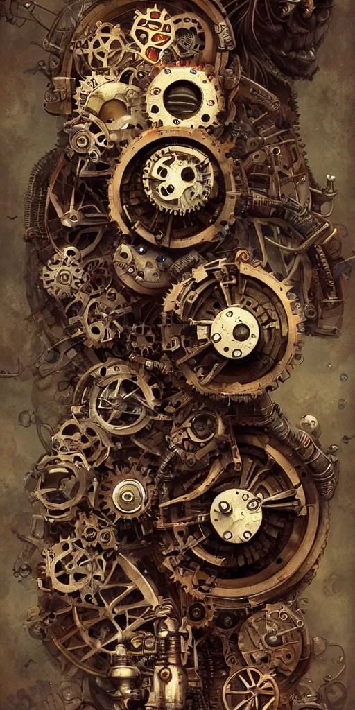 Prompt: machine heart, cogwheels, mechanical, photorealistic, high detail, steampunk - style by esao andrews, artstation, illustration