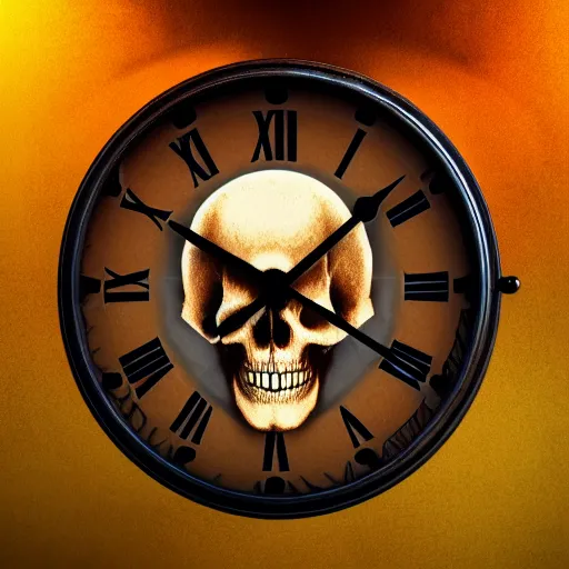 Image similar to a beautiful detailed 3 d matte portrait of a clock made of rodents, ominous, magical realism, texture, intricate, skull, skeleton, whirling smoke radiant colors, fantasy, volumetric lighting, high details
