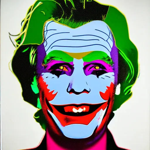 Image similar to Andy Warhol as the Joker