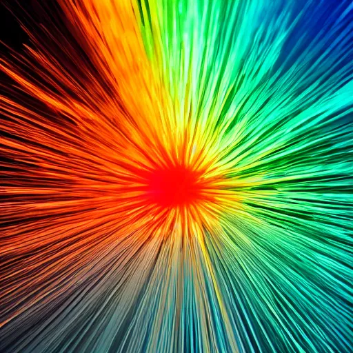 Image similar to photo of an extreme chemical reaction, entire spectrum of colors in the explosion