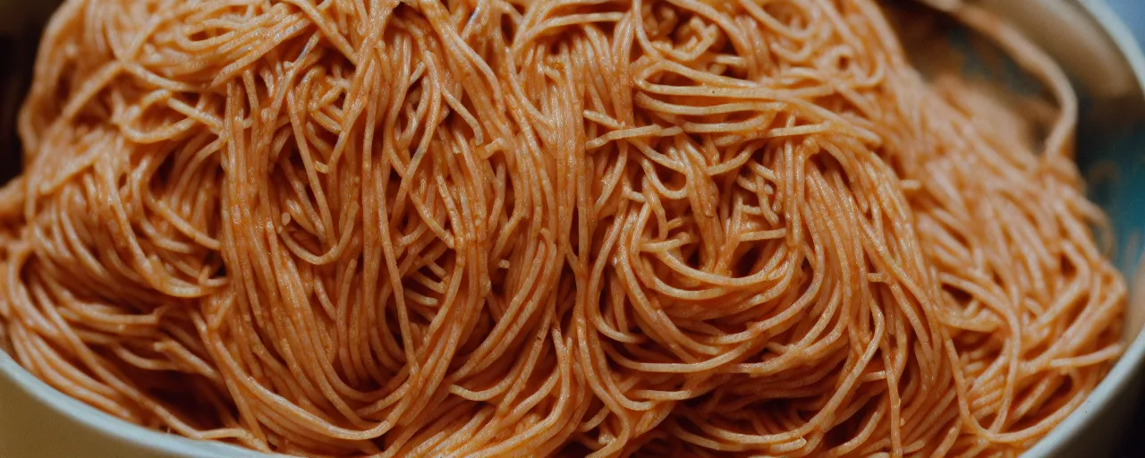 Image similar to macro shot of spaghetti, canon 1 0 0 mm, wes anderson film, kodachrome