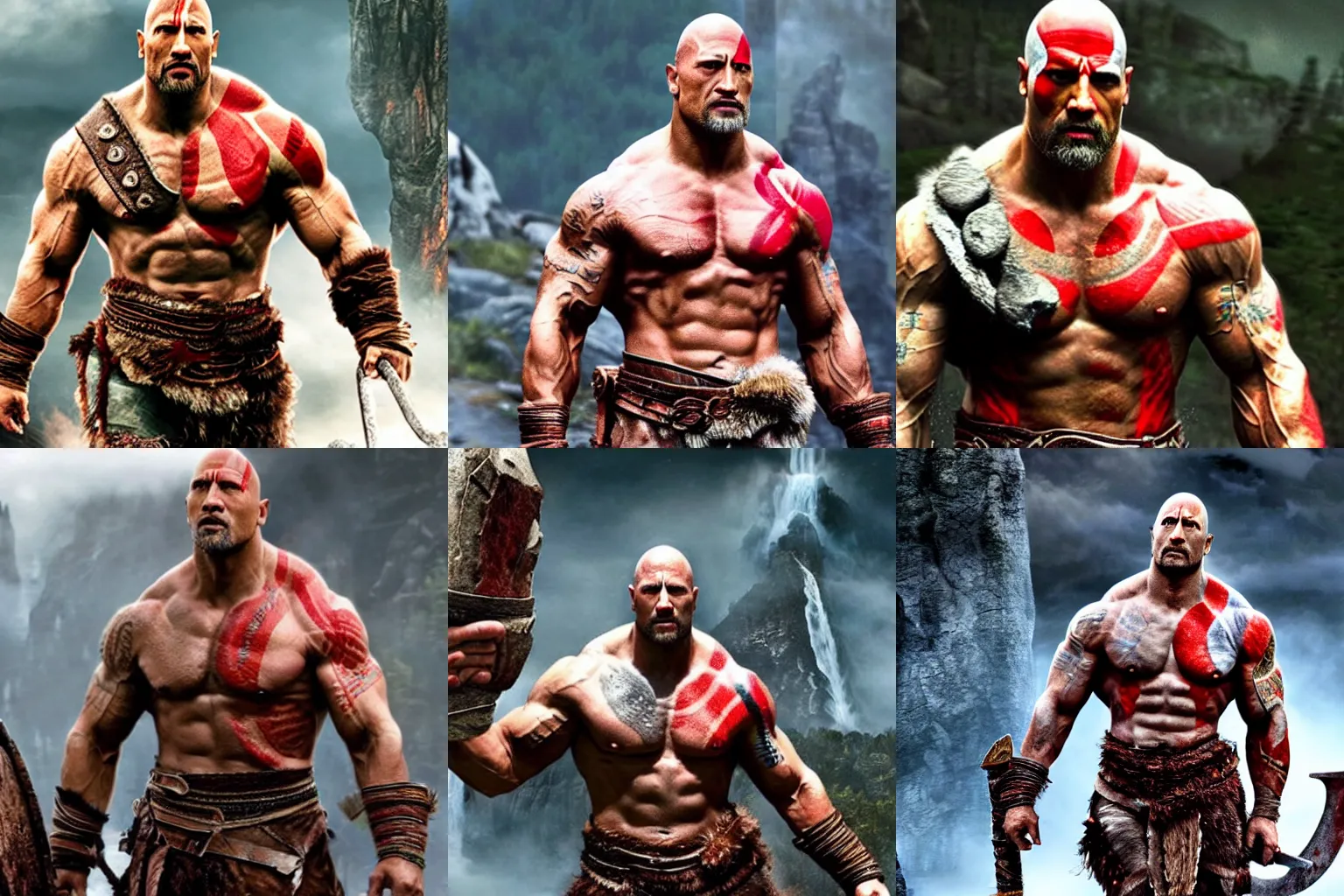 Image similar to Dwayne Johnson as God of war