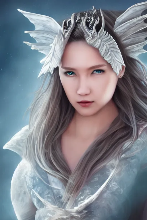 Image similar to air Dragon princess, digital art, 8k ,character ,realistic, portrait, hyperrealistic