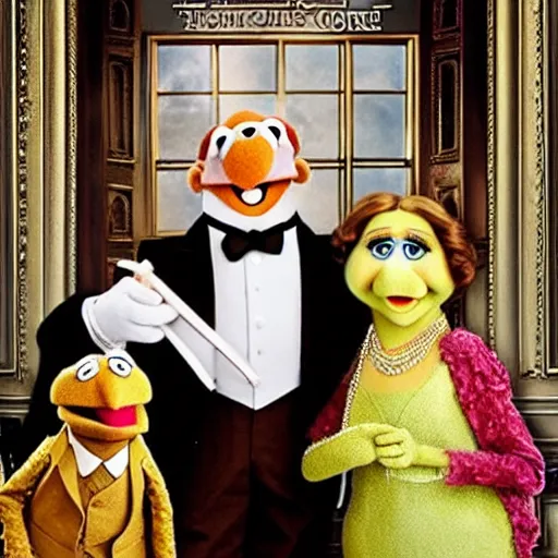 Prompt: The muppets cast for Downton Abbey
