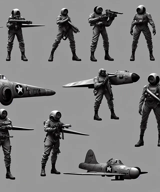 Image similar to 2 d shooter game concept art sprite sheet!!!, 1 9 4 2 wwii combat plane outer space concept art, hyperrealism, fine detail, 8 k, 3 d render, artgerm, artstation contest winner, cgsociety, cryengine, zbrush, vray, no background