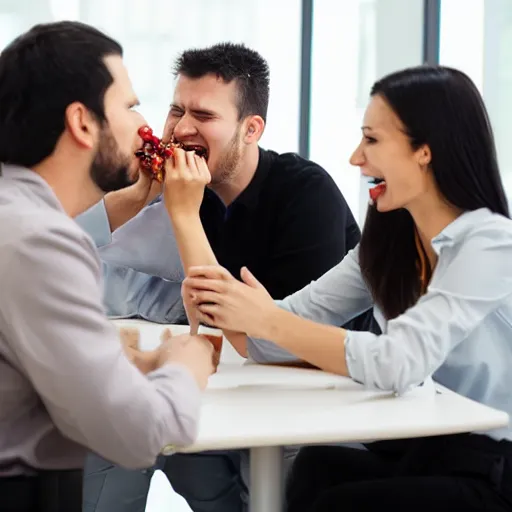 Image similar to employees eating each others at meeting room
