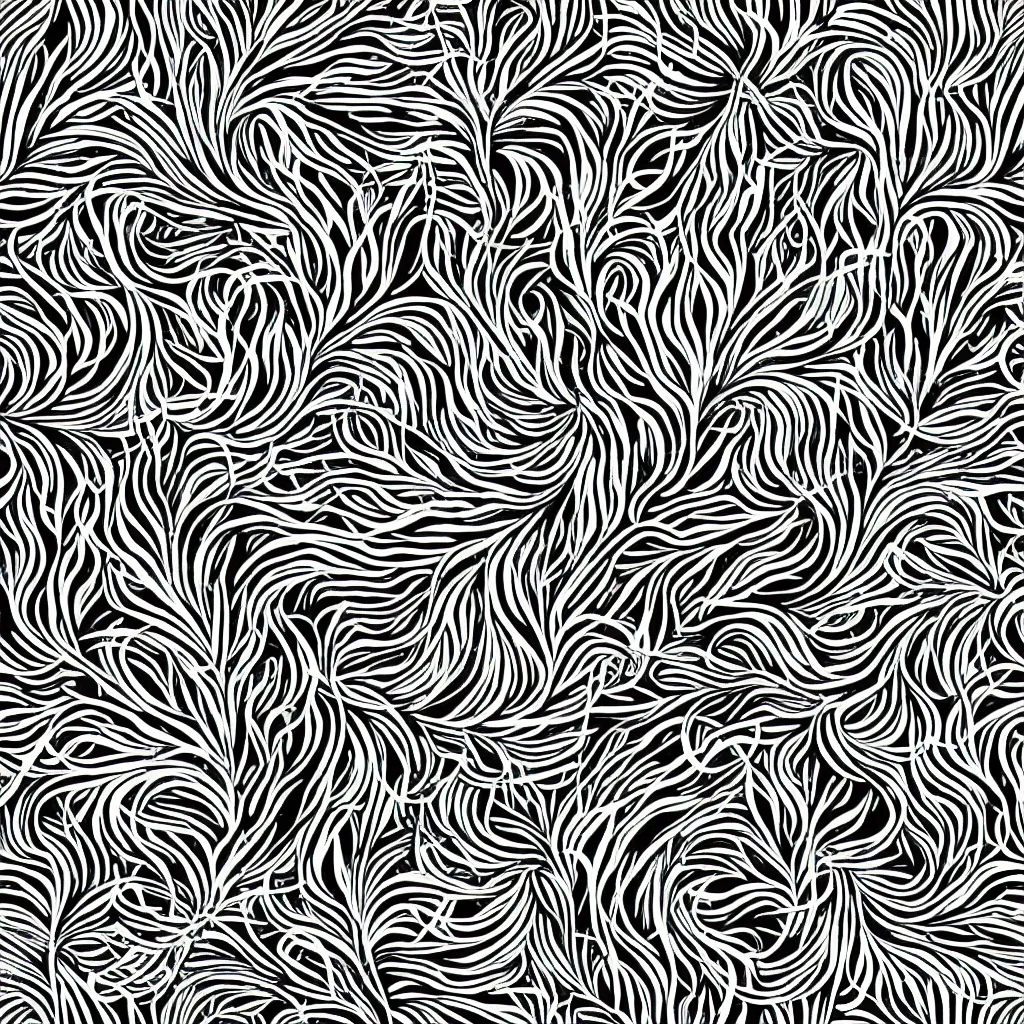 Image similar to seamless pattern of psychedelic roots. black and white, drawing, white background, seamless, ornament.