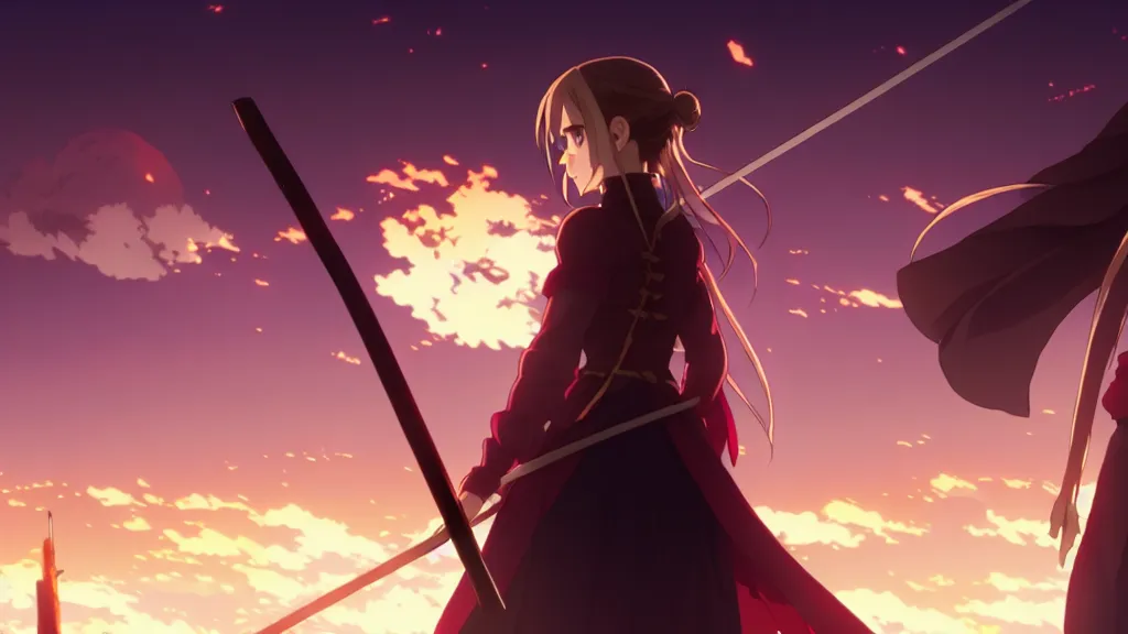 Image similar to emma watson in heavens feel movie, demon slayer, ufotable, kyoani, high quality, artstation, greg rutkowski, cinematic, city background, night time, rooftop, fate stay night, unlimited blade works, greg rutkowski, high resolution, dynamic pose, close up, street clothes, action, anime, high angle, sakuga