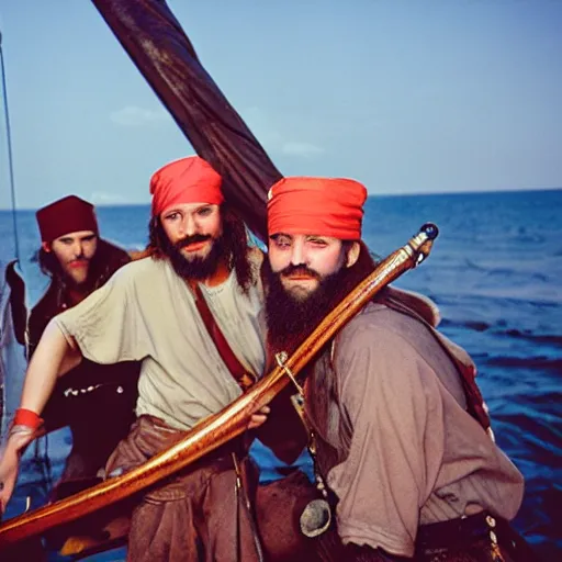 Prompt: photo of actual pirates in 2 0 2 2, kodak portra 4 0 0 color negative film