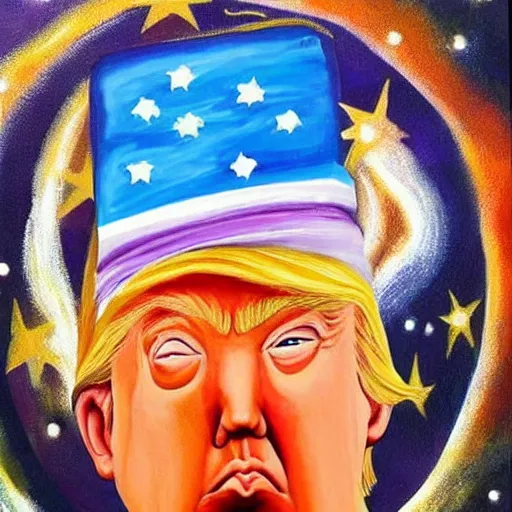 Prompt: a beautiful painting of donald trump as a jellybean in space, highly detailed