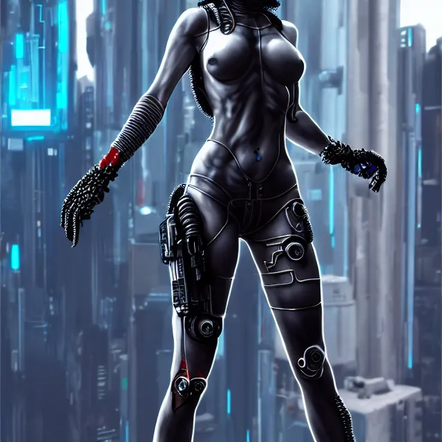 Prompt: cyberpunk female assassin, highly detailed, 8 k, hdr, award - winning, trending on artstation, clayton crain