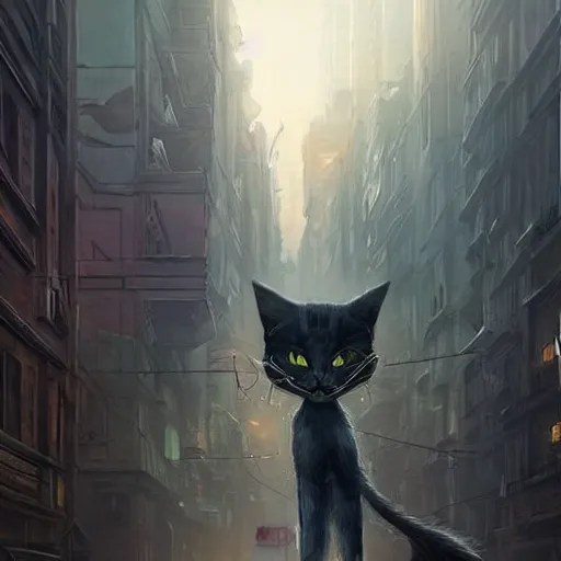 Prompt: gigantic cat walking on apocalyptic city, very detailed fine art, top of pinterest, trend of artistation, style of ( ( kadinski ) ) ( ( ( ( ( greg rutkowski ) ) ) ) ) and ilia kuvshinov