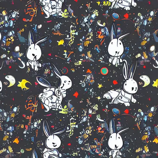 Image similar to A lost sci-fi rabbit, space rabbit, interstellar black hole, by James Jean And WLOPPRO