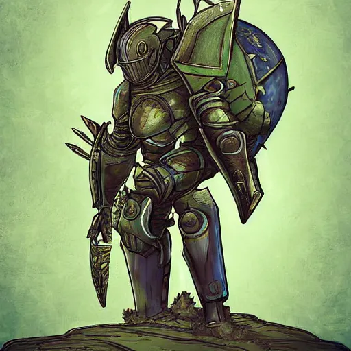 Image similar to lunarpunk knight, digital art