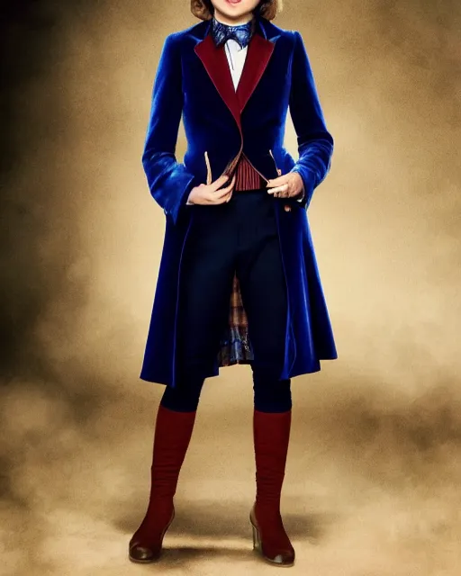 Image similar to Jenna Coleman as the Doctor, velvet blazer, waistcoat