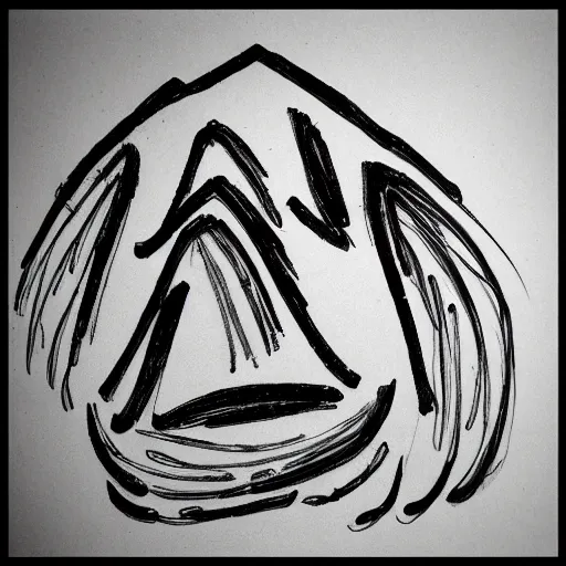 Prompt: handdrawn rough abstract sketch of a mountain depicting a creepy face