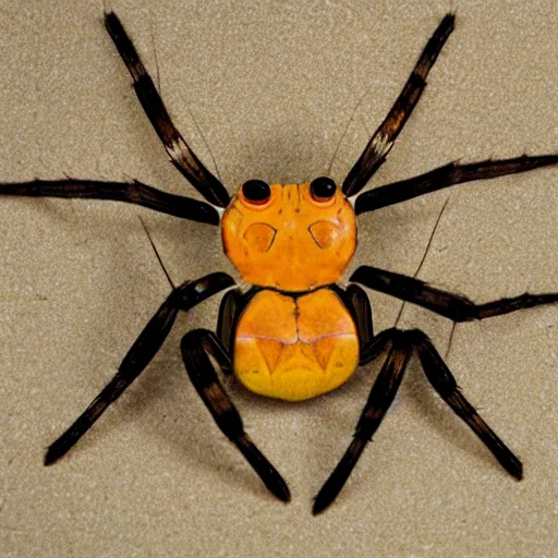 Image similar to a flatuent spider looking surprised