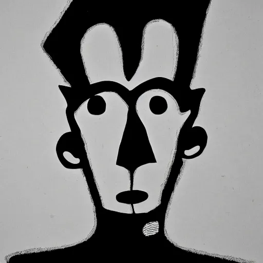 Prompt: a black and white photograph of a man made out of art supplies, in the style of gary baseman, robert crumb, photorealism, surreal, high contrast, soft lighting, film photography