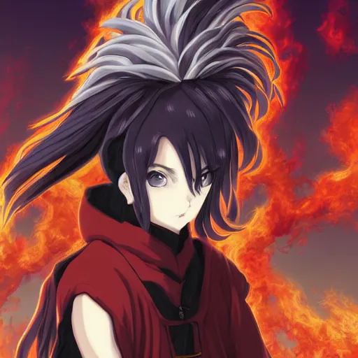 Image similar to portrait of the flames of god, anime fantasy illustration by tomoyuki yamasaki, kyoto studio, madhouse, ufotable, trending on artstation