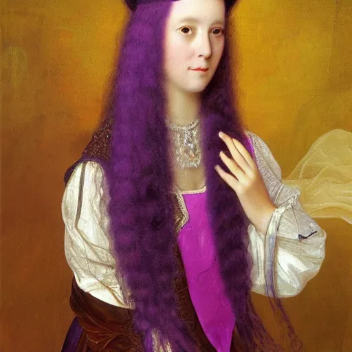 Prompt: A hyperdetailed portrait of a princess with long purple hair