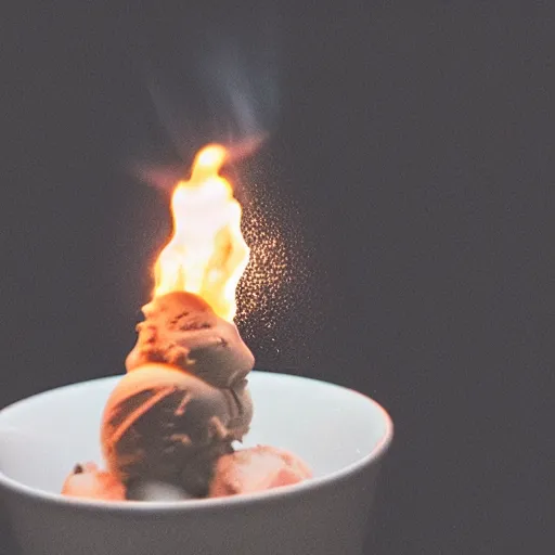 Image similar to photo of an ice cream on fire