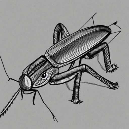 Prompt: illustration of a cricket, one-line drawing