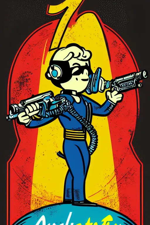 Image similar to fallout 7 6 retro futurist illustration art by butcher billy, sticker, colorful, illustration, highly detailed, simple, smooth and clean vector curves, no jagged lines, vector art, smooth andy warhol style