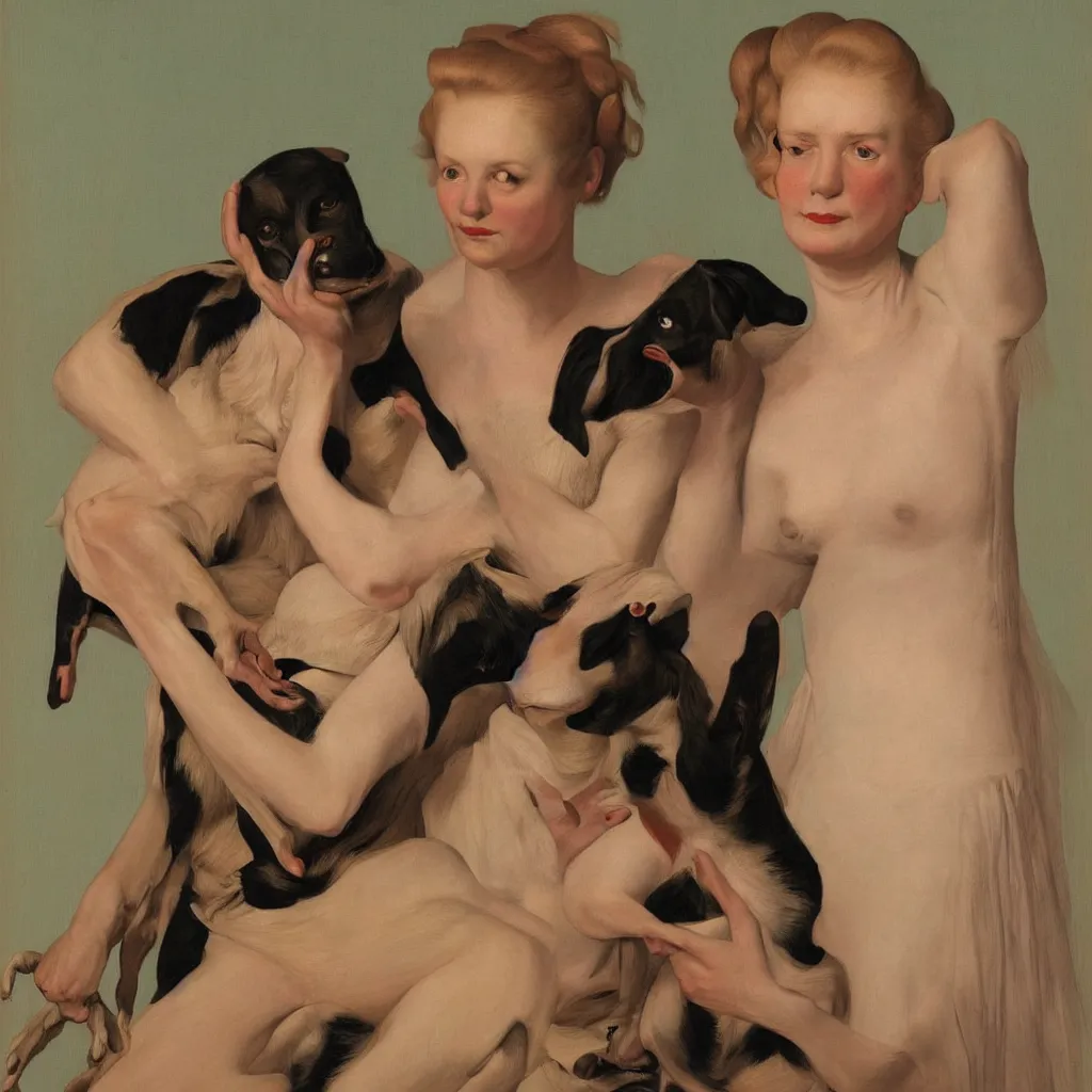 Image similar to woman and dog by John Currin