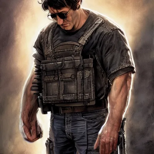 Prompt: john lennon as frank castle the punisher, ultra realistic, concept art, intricate details, highly detailed, photorealistic, octane render, 8 k, unreal engine, art by frank frazetta, simon bisley, brom