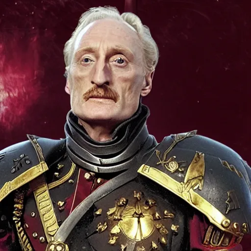 Prompt: charles dance as an inquisitor, 4 0 k, warhammer, 4 0 0 0 0 0, grimdark, stern, frowning, full body shot
