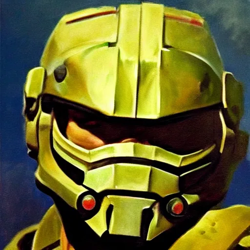 Image similar to ultra realistic portrait painting of ja morant as master chief, art by frank frazetta, 4 k, ultra realistic, highly detailed, epic lighting