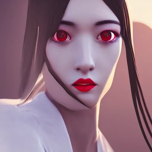 Prompt: innovative avant-garde art, deco fashion, japanese women, white theme, highly detailed, photorealistic portrait, serene desert setting, golden hour, crisp quality and light reflections, unreal engine 5 quality render