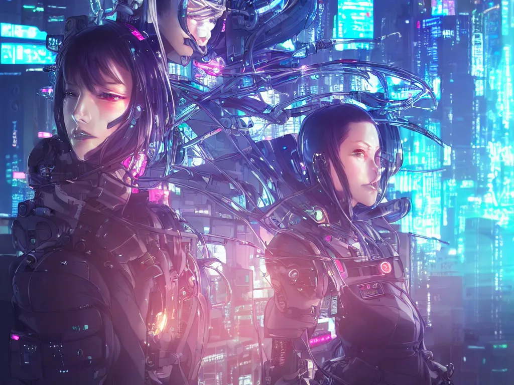 Image similar to portrait anime visual futuristic female cyber airforce, on cyberpunk neon light tokyo rooftop, ssci - fi and fantasy, intricate and very beautiful, human structure, concept art and kyoto studio, sharp focus, anime fantasy illustration by rossdraws and magali villeneuve and liya nikorov and luxearte, frostine engine