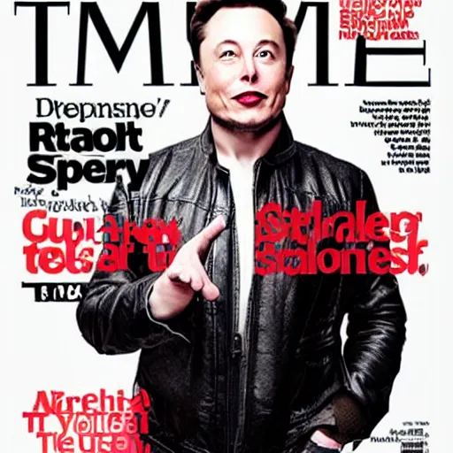 Image similar to elon musk on the cover of time magazine dressed as an 8 0 ’ s rockstar