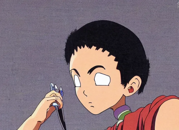 Image similar to a man with nail hair 4 5 4 9 by akira toriyama, studio ghibli