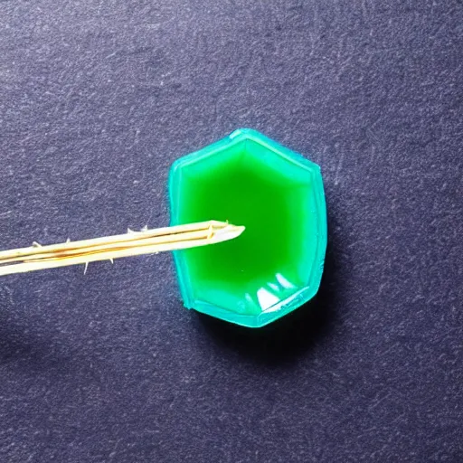 Image similar to photo of a sewing needle stuck in jello